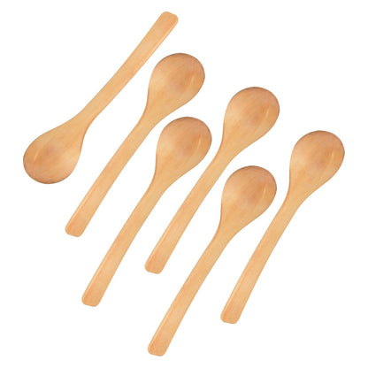 6 Pcs Small Wooden Spoon Kitchen Cooking Condiment Utensil Spoon Coffee Teaspoon