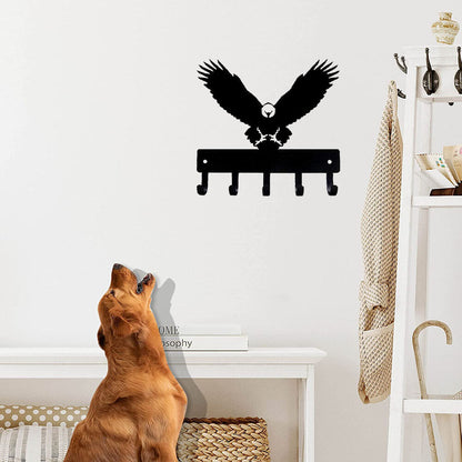 Eagle Bird Key Rack Hanger - 6 Inch Wide/9 Inch Wide Metal Wall Art