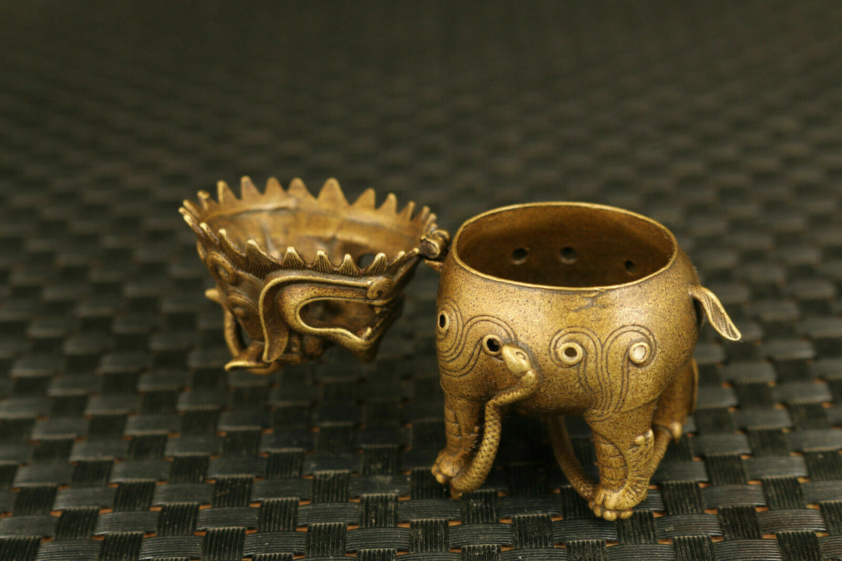 Bronze Kirin Figure Statue Tea Pet Incense Burner Buddha Stand Decor