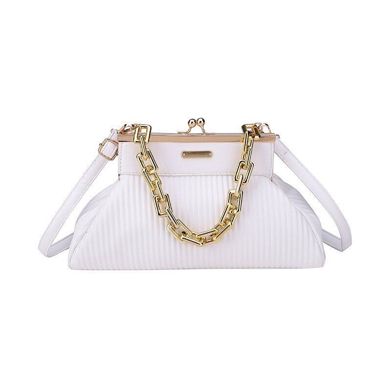 Elegant Clutch Shoulder Bag Chain Handle Handbag Pleated Shoulder Bag 18*31*11CM