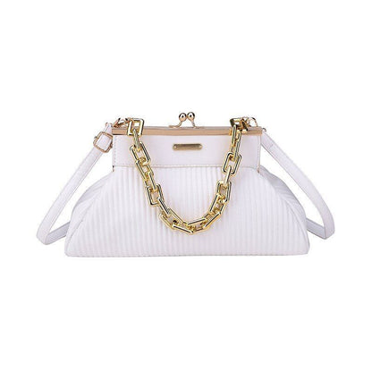 Elegant Clutch Shoulder Bag Chain Handle Handbag Pleated Shoulder Bag 18*31*11CM