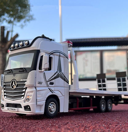 Diecast Toy Deck Flatbed Trailer Model Truck Car Alloy Transporter Vehicle Kids