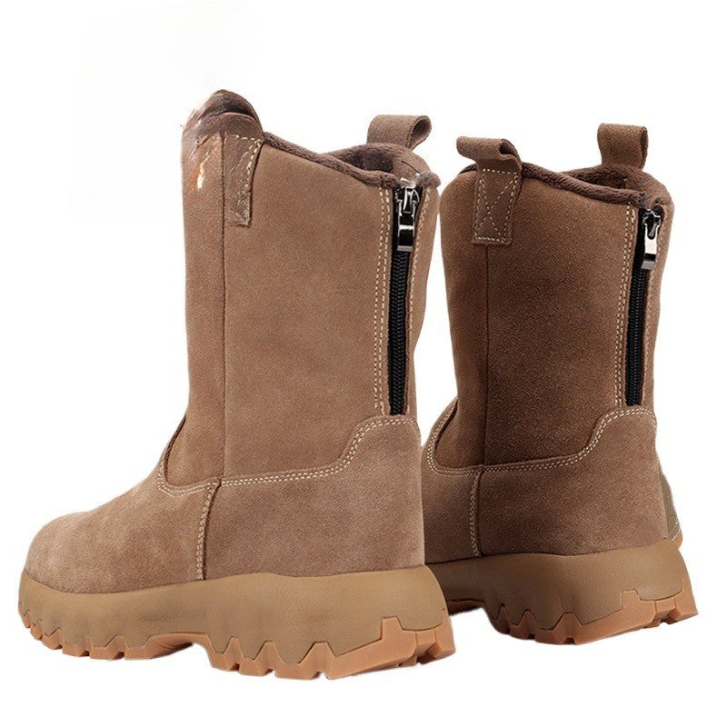 Men's snow boots with sheep fur integrated winter thick and warm cotton shoes-