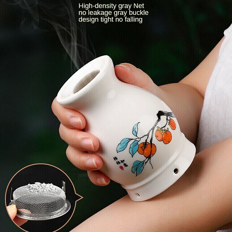 Ceramic Portable Moxibustion Pot Anti Scalding Moxa Box Wormwood Roll Tool 艾灸艾条