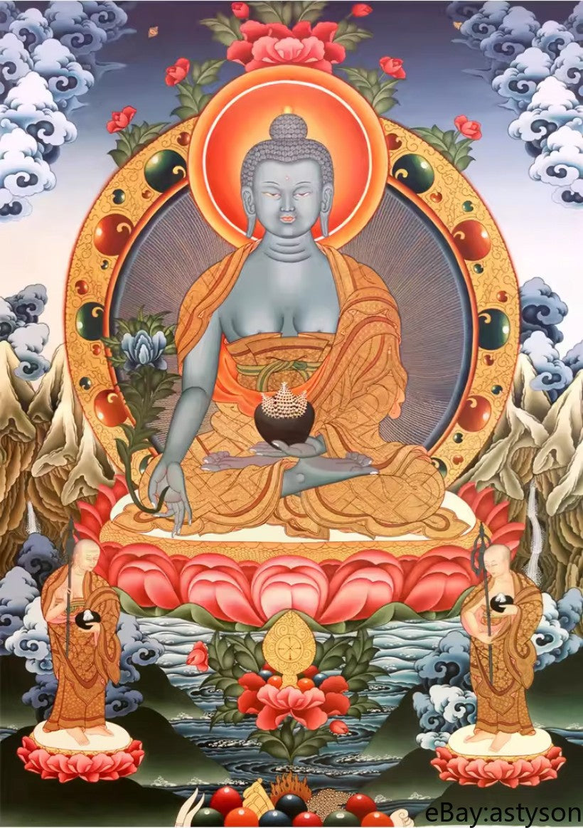 Hand-drawn Tibetan Buddhism Medicine Buddha Thangka