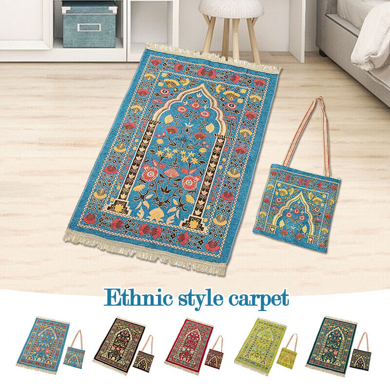 Pilgrimage Carpet Muslim Rug With Bag Kneeling Liturgical Blanket Worship Mat