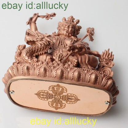 10cm Red Copper Carving Jambala Statue Tibet White God of Wealth Sculpture