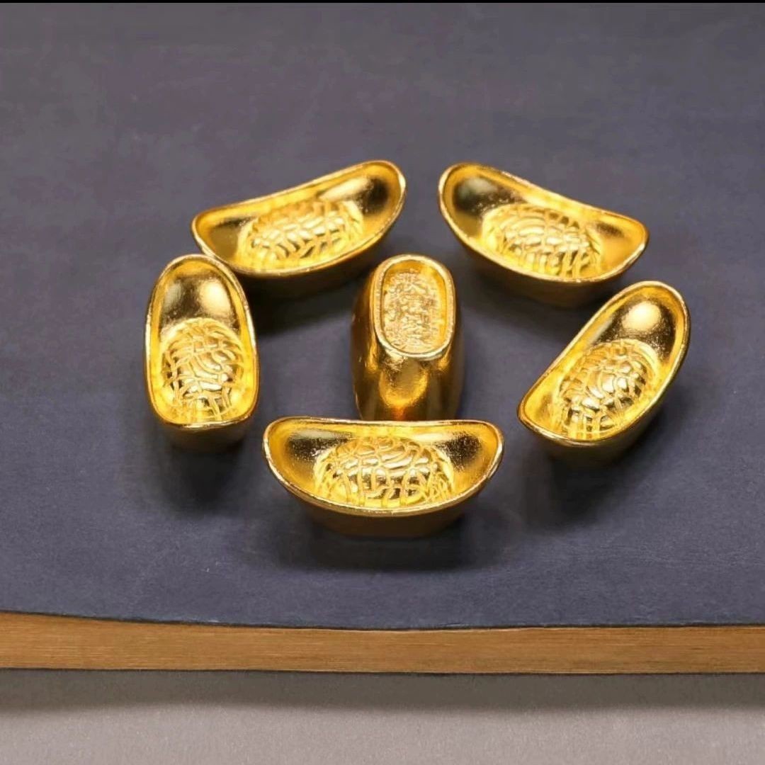 HOT 10Pcs! Gold Ingots, Feng Shui, Yuanbao, Shengcai Kaiyun Collection Toy Gift