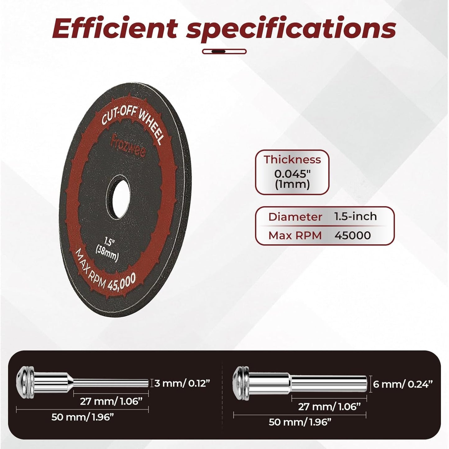 10 Pack 1.5" Cut off Wheels with 2 Shank(1/4" Mandrel+1/8" Mandrel),Fiberglass R
