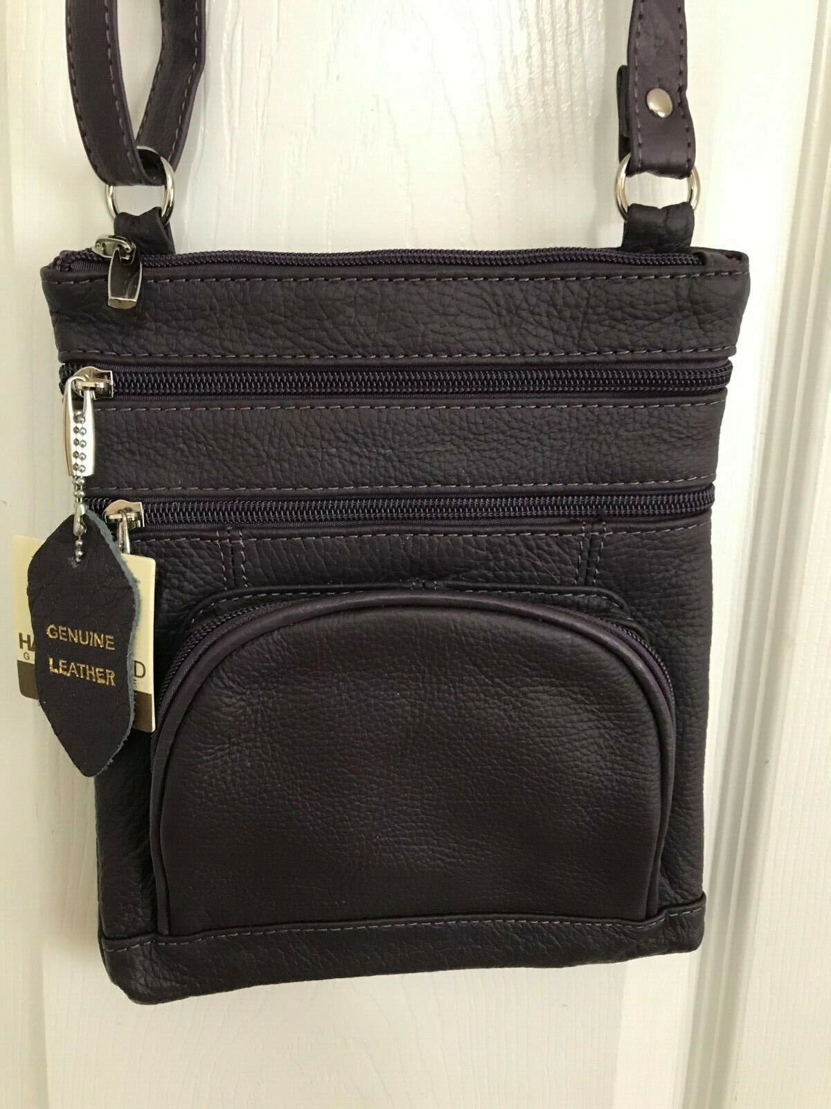 14 COLORS - Roma Leathers 6 Compartment 100% CROSSBODY LEATHER BAG 9.5" X 7.5"