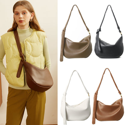 Draped Leather Shoulder Bag Crossbody Tote Hobo Purse Knotted Saddle Handbag