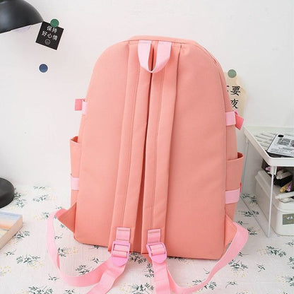 Laptop Backpack 4 Pcs Set Canvas School Purse College Student Book Bags Rucksack