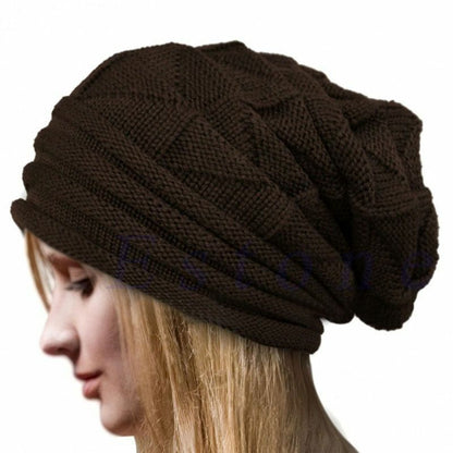 Unisex Knitted Baggy Beanie Cap Oversized Winter Warm Wool Hat Outdoor Hiking
