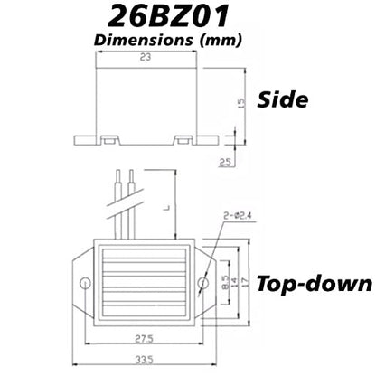 3 Pack 85dB Buzzer 3-6V DC with Wire Leads, 1.31" x 0.70" x 0.60", Black