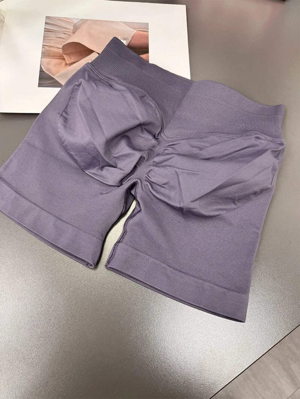 Seamless Ribbed Yoga Shorts Scrunch Lift