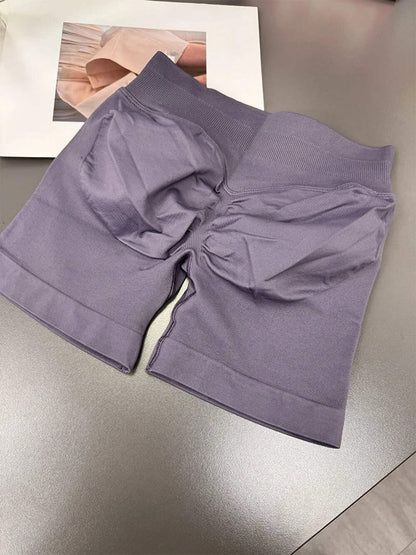 Seamless Ribbed Yoga Shorts Scrunch Lift