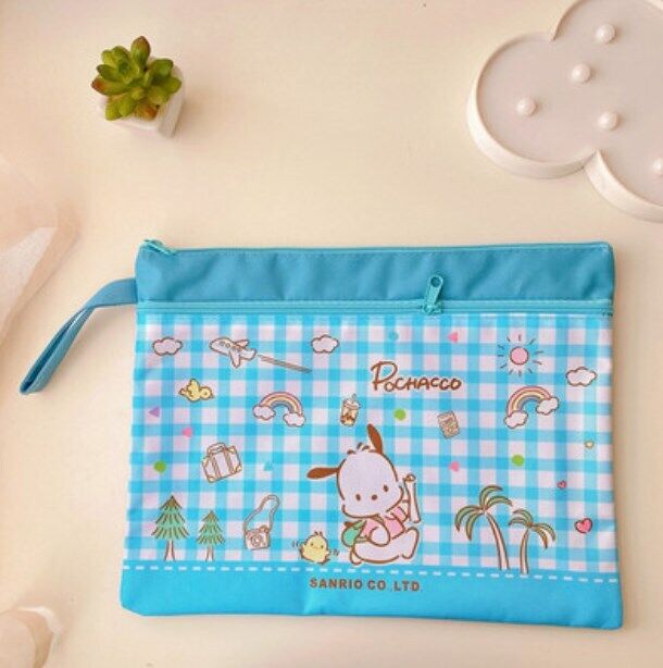 Cute Cartoon File Bag, Canvas A4 Double-Layer Tutoring Bag, Information Bag