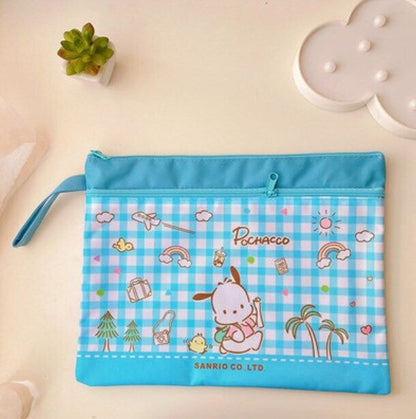 Cute Cartoon File Bag, Canvas A4 Double-Layer Tutoring Bag, Information Bag
