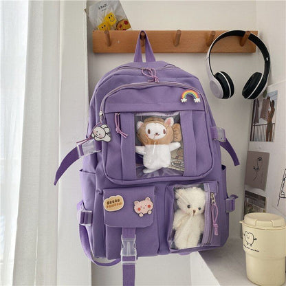 Large Women Multi-Pocket Nylon Backpack School Student Bag Backpack Laptop Book