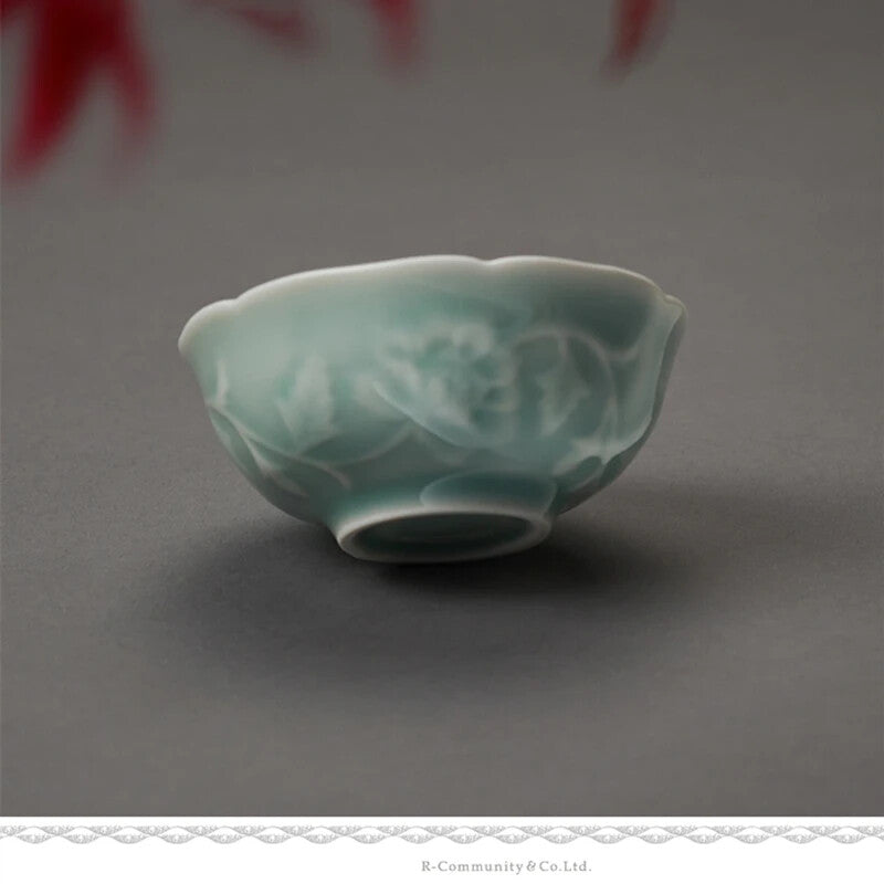 Peony Ceramic Tea Cup Set Teaware Wine Bowl For Tea Ceremony Coffee Teacup