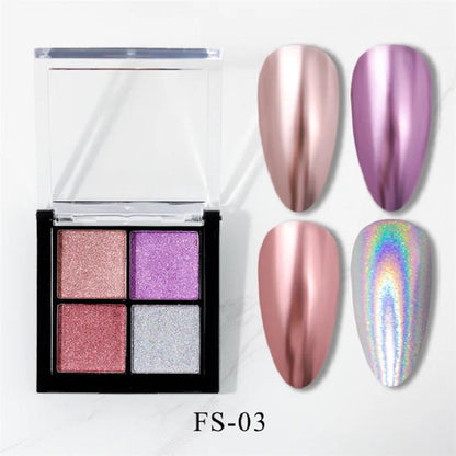 Nail Art Glitters 6 Colors Powder Metallic Laser Holographic Pigment Dust Polish