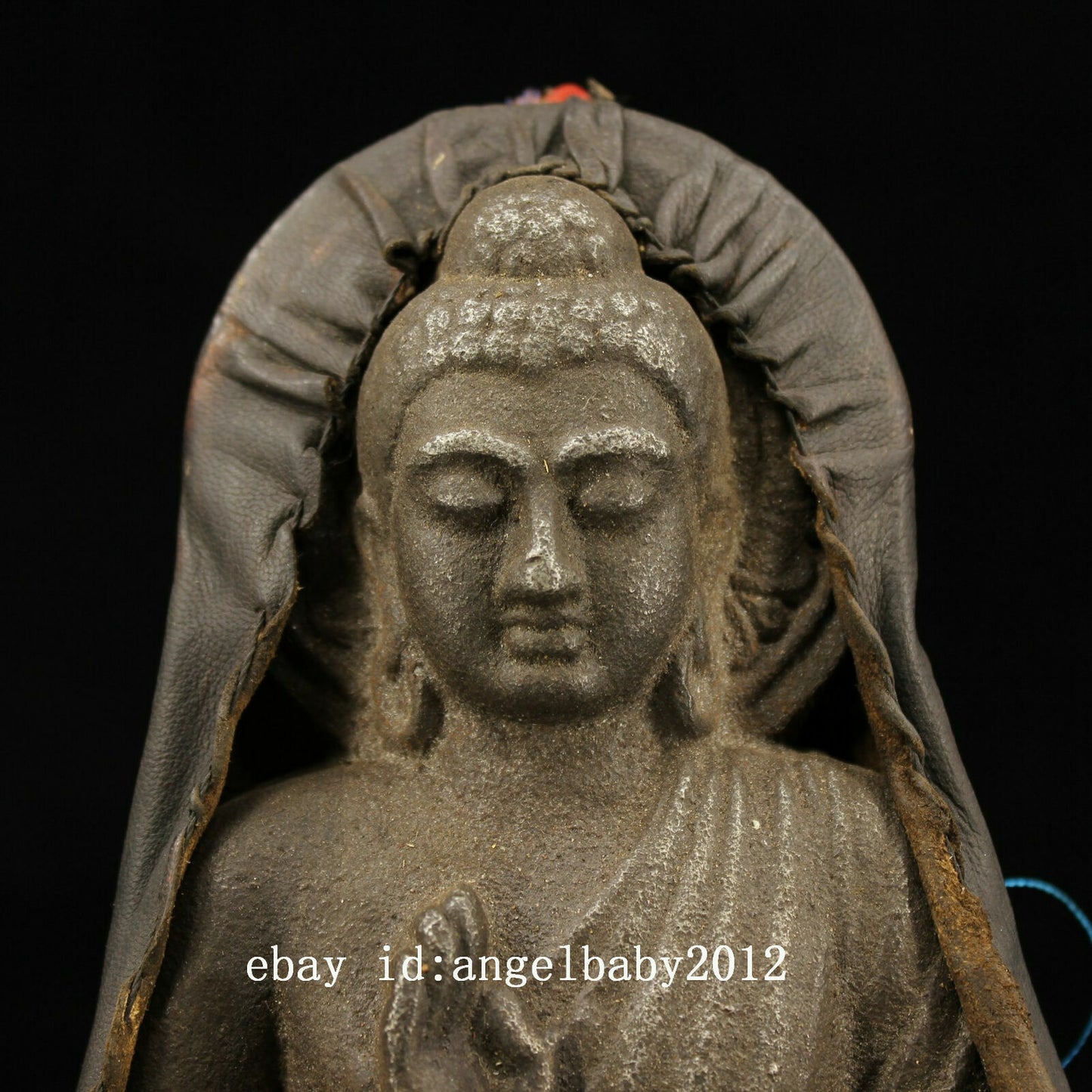 8" Chinese Old Antique Tibet Handmade Meteorite Iron Sakyamuni Buddha Statue