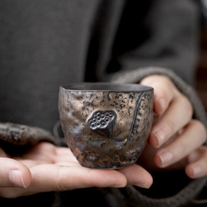 Ceramic Tea Cup Crude Pottery Iron Rust Glaze Design Creative Antique Style Cups