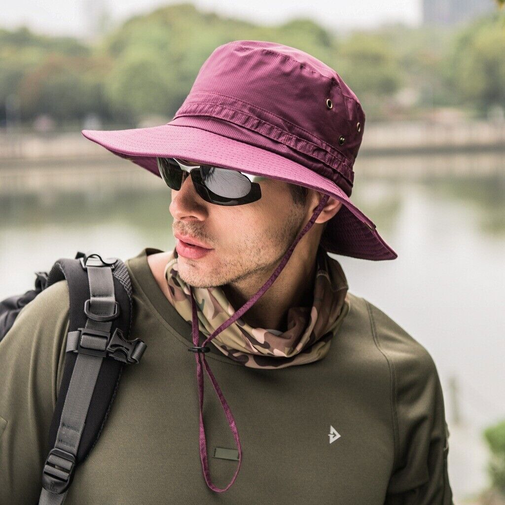 Sun Hat UV Protection Wide Brim Breathable Bucket Cap Summer Fishing Men Women
