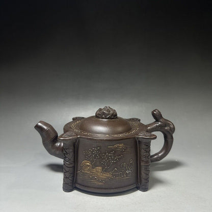 vintage chinese yixing purple clay teapot zisha ceremony carving Collectible art