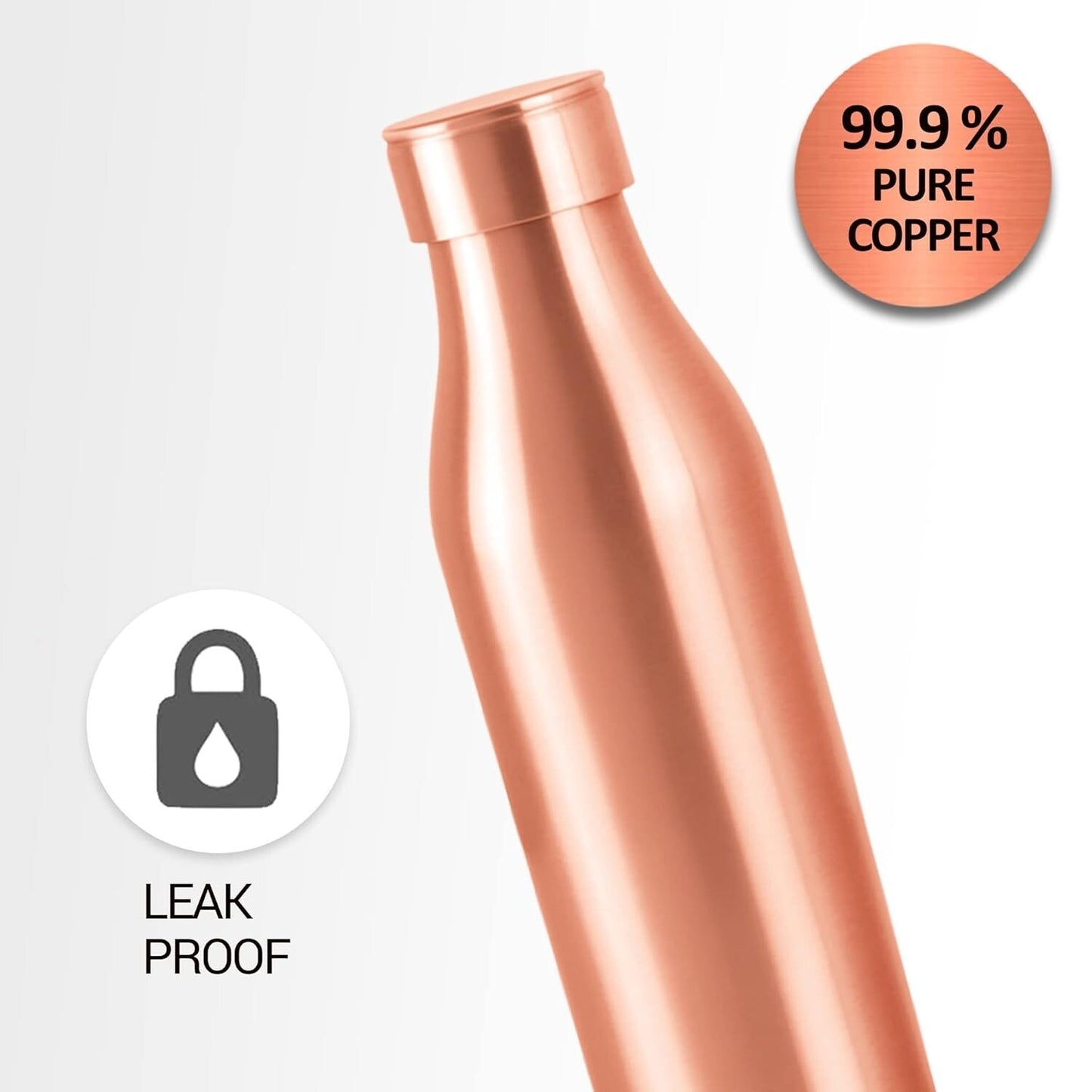 100% Pure Copper Water Bottle For Ayurveda Health Benefits Leak Proof