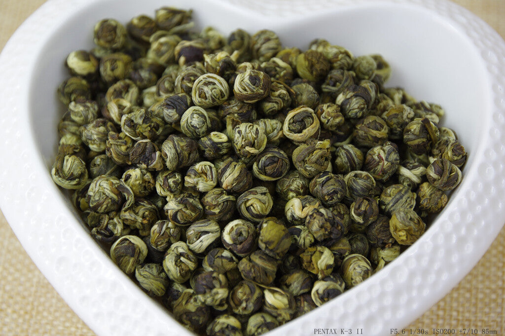 Organic high grade Jasmine Dragon Pearl Chinese GREEN TEA balls,mo li long zhu
