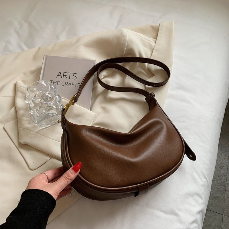 Vintage Bag Synthetic Leather Zipper Shoulder Purses Simple Handbags 28*15*8 CM