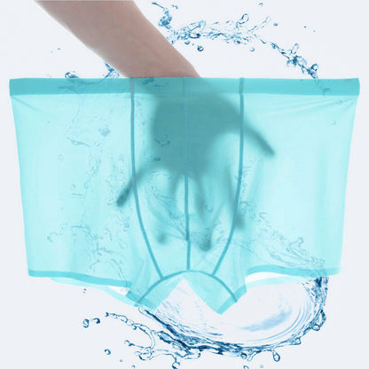 Men's Sexy Ice Silk Transparent Convex Panties Boxer Briefs Underpants Underwear