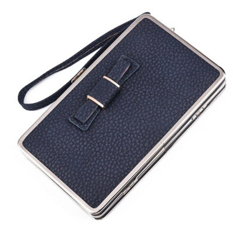 Women's PU Leather Wallet the Long Money Clamps Bag Clip Billfold Card Purse