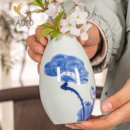 14Cm ancient vase hand-painted ceramic blue and white porcelain ornaments -