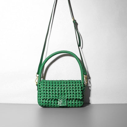 Neat Hollow Shoulder Bag Women Small Handbag Purse Woven Leisure Holiday Pouch