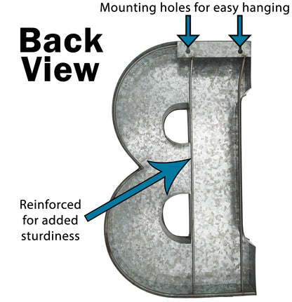 20" Tall Metal "BAR" Letters-Hanging Décor, Silver w\ Rusted Edges