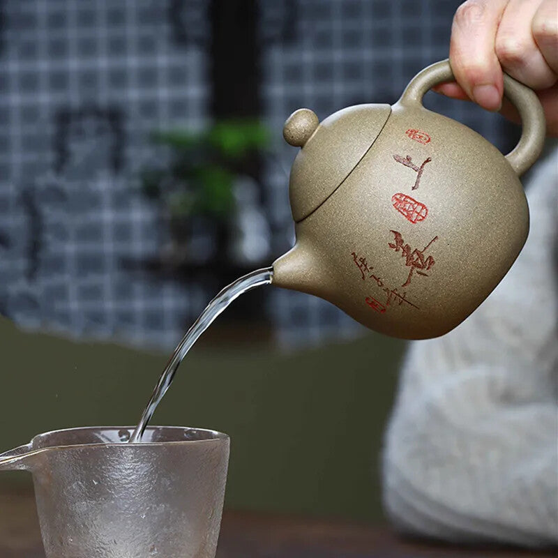 Yixing Purple Clay Teapots Raw Ore Section Mud Home Hand Painted Tea Kettle