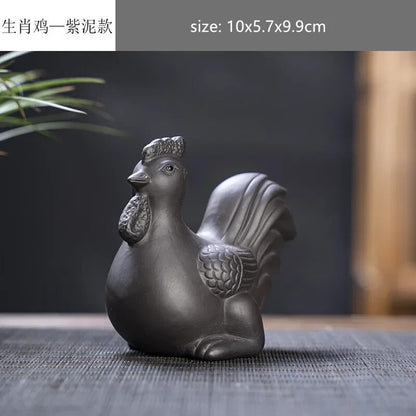 Creative Purple Sand 12 Zodiac Animal Decoration Tea Pet Lovely Desktop Ornament