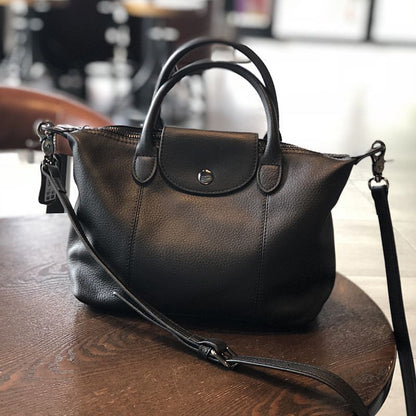 Genuine Leather Shoulder Messenger Clutch Simple Style Dumpling Purses Handbags