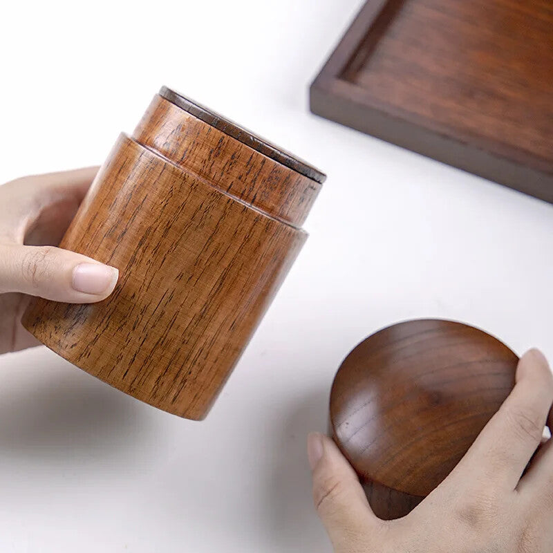 Tea can solid wood handmade box portable moisture-proof Pu'er tea storage tank