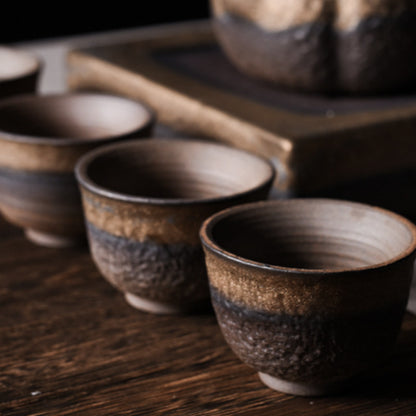 4pcs/lot Crude Pottery Tea Cup Ceramic Master Cup Chinese Kungfu Tea Cup 40ml