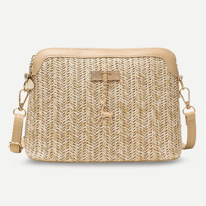Straw Bag Woven Tassel Beach Shoulder Rattan Crossbody Purse Travel 23*17*11 CM