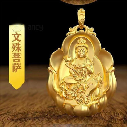 Gilt Zodiac Signs Buddha Eight Guardian Spirits Pendant Handicraft Amulets