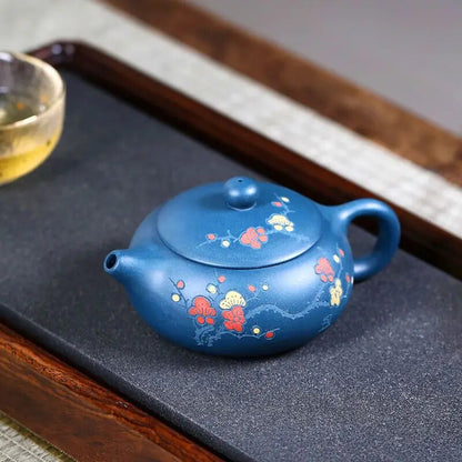 200ml Yixing Tea Pots Purple Clay Teapot Plum Blossom Raw Azure Mud Kettle Set