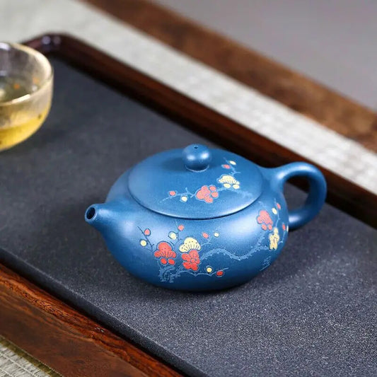 200ml Yixing Tea Pots Purple Clay Teapot Plum Blossom Raw Azure Mud Kettle Set