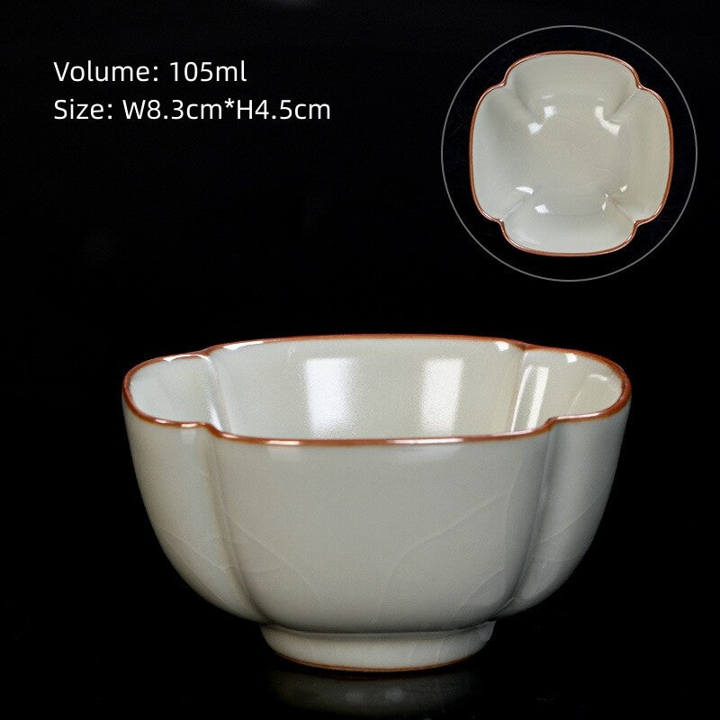 Boutique Ruyao Craft Tea Cup One Piece Crackle Glaze Porcelain Master Cup Marked