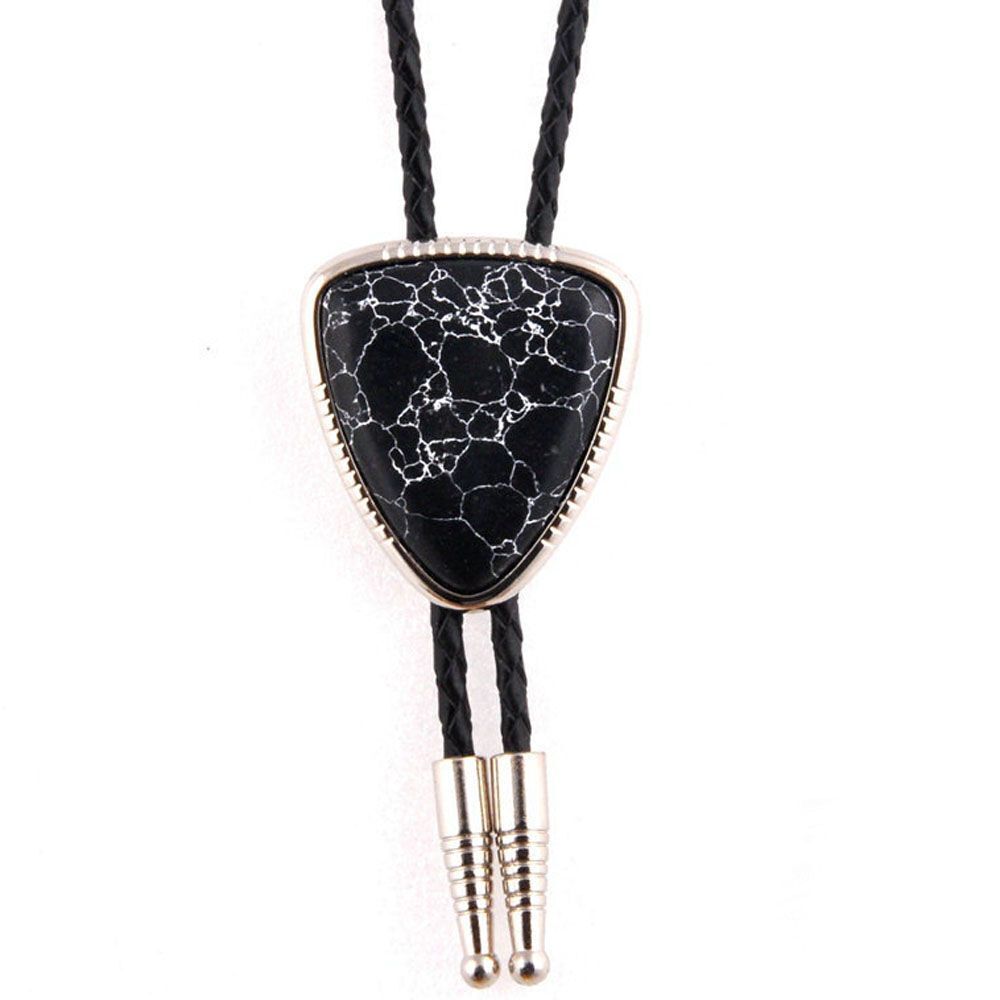 Men Bolo Ties Natural Agate Genuine Leather Rope Western Cowboy Jewelry Neckties