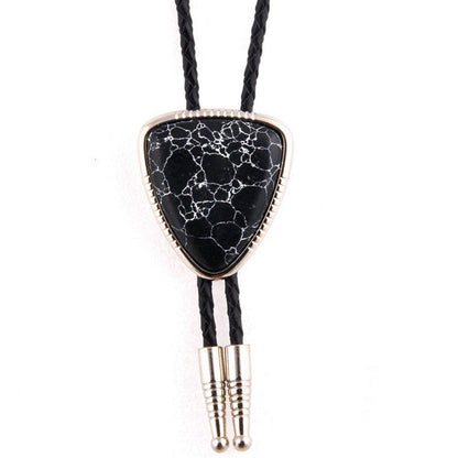 Men Bolo Ties Natural Agate Genuine Leather Rope Western Cowboy Jewelry Neckties