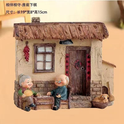 Creative Handmade Resin Elderly Figurine Home Decor Living Room Ornament